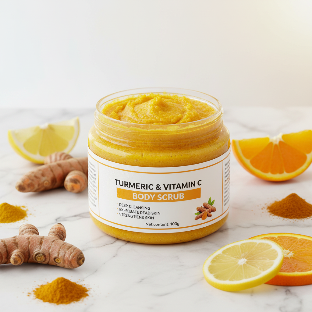 Esfoliante Facial e Gel de Limpeza Corporal de Curcuma