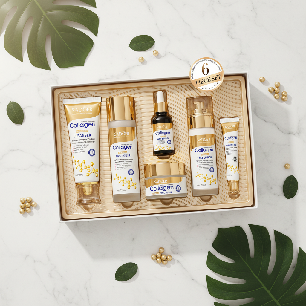 Kit Skincare Colágenio 6 Peças — Firmeza, Hidratação e Nutrição