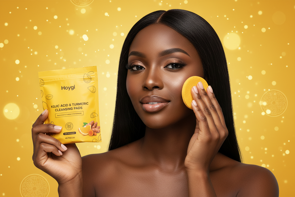 Toalhitas de Limpeza Facial Hoygi Turmeric Acid para Poros, Demaquilante e Esfoliante Suave