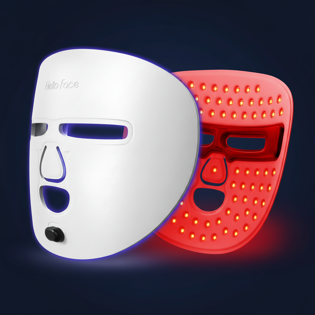 Máscara Facial LED para Tratamento, Máscara de Terapia de Luz Vermelha para Rosto, para Uso em Casa ou em Viagem