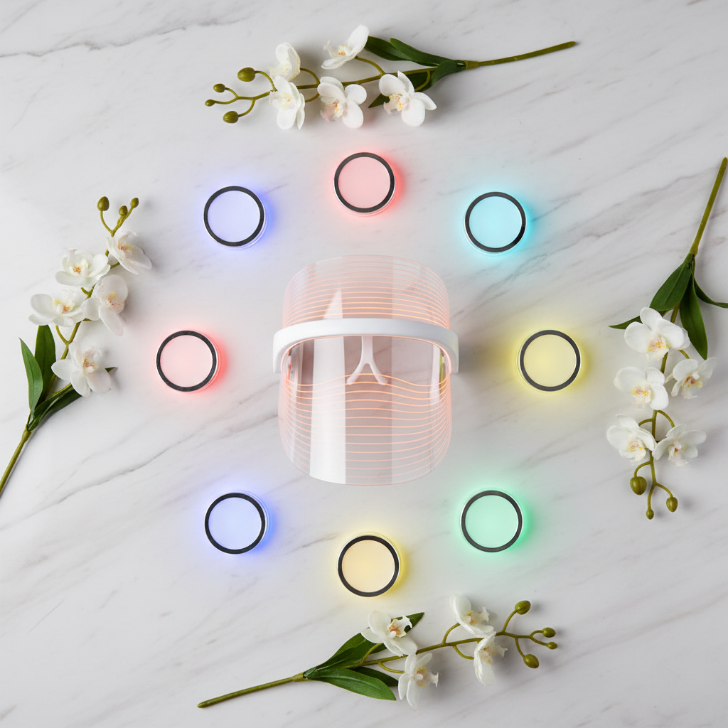 Máscara Facial LED Fotónica 7 Cores — Tratamento Anti-Envelhecimento e Anti-Acne