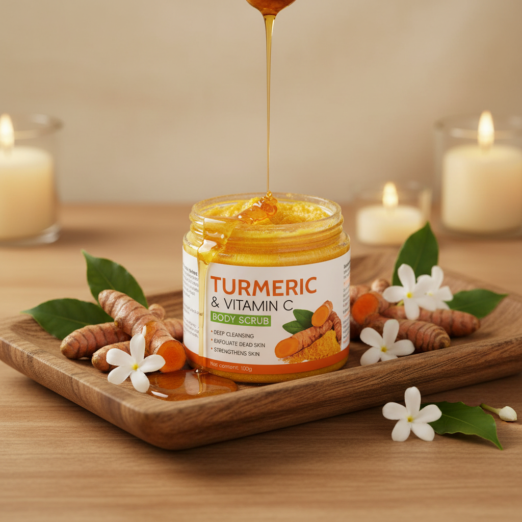 Esfoliante Facial e Gel de Limpeza Corporal de Curcuma