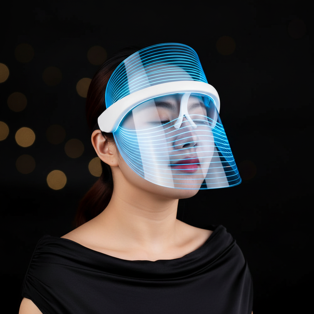 Máscara Facial LED Fotónica 7 Cores — Tratamento Anti-Envelhecimento e Anti-Acne