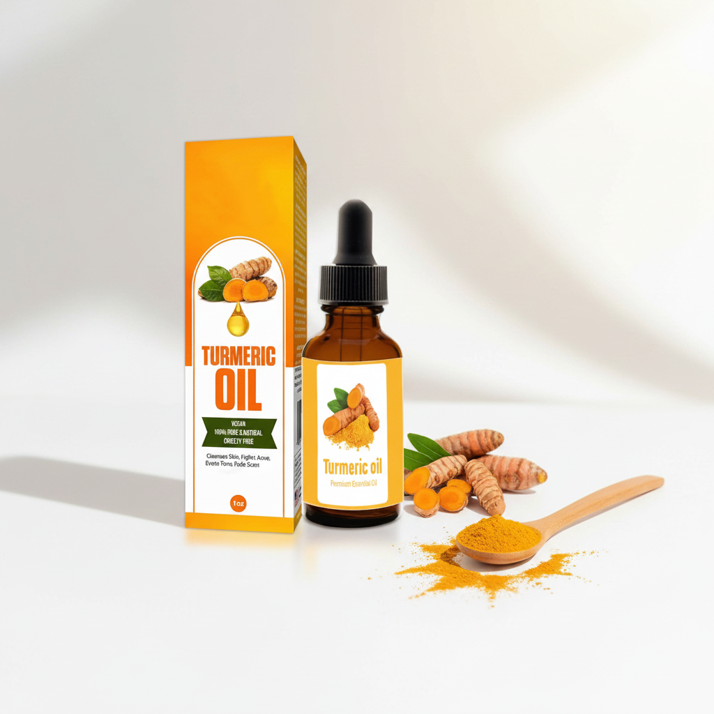 Óleo de Cúrcuma Premium — Corretor de Manchas, Anti-Envelhecimento e Iluminador para Rosto e Corpo 30ml