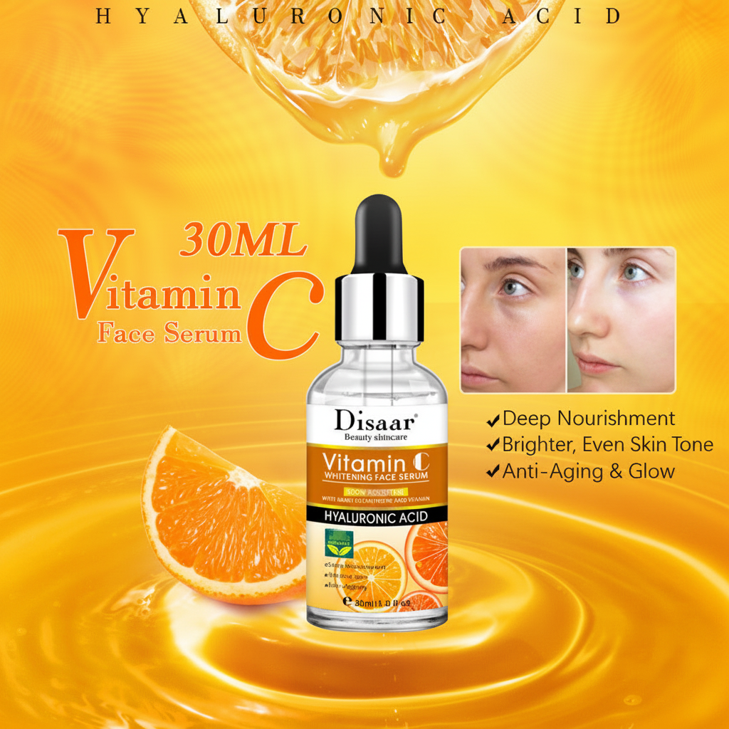 Sérum Facial Ácido Hialurónico e Vitamina C — Iluminador, Anti-Rugas e Hidratante