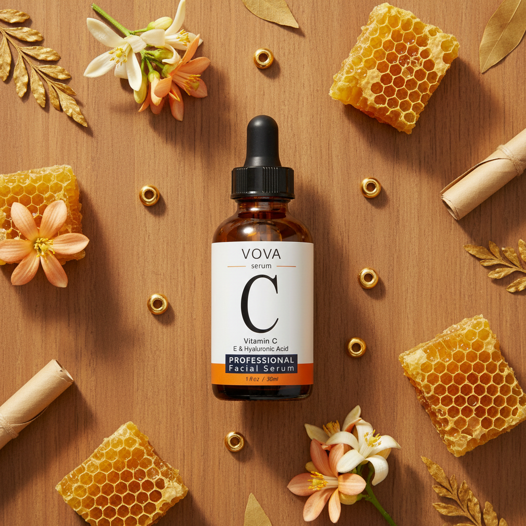 Sérum Facial Profissional de Vitamina C VOVA — Vitamina E, Ácido Hialurónico e Ceramida 30ml