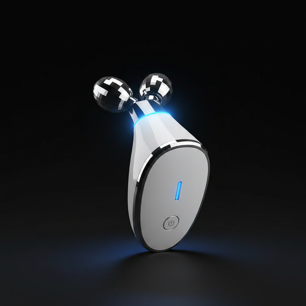Mini Massageador Facial Elétrico Portátil de Microcorrente, Rolo de Massagem Muscular Elétrico com EMS para Lifting Facial