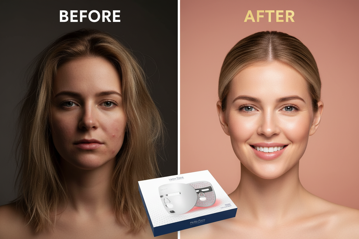 Máscara Facial LED para Tratamento, Máscara de Terapia de Luz Vermelha para Rosto, para Uso em Casa ou em Viagem