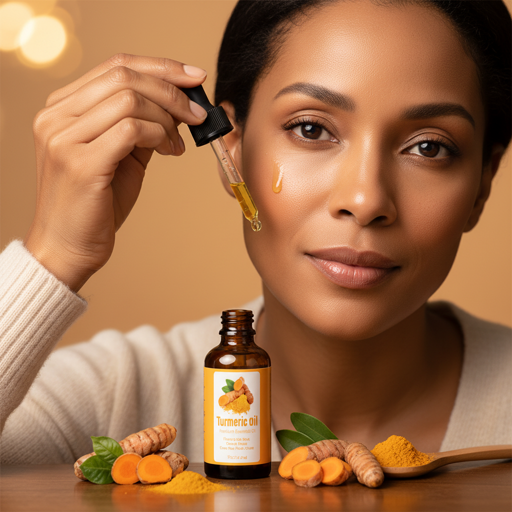 Óleo de Cúrcuma Premium — Corretor de Manchas, Anti-Envelhecimento e Iluminador para Rosto e Corpo 30ml