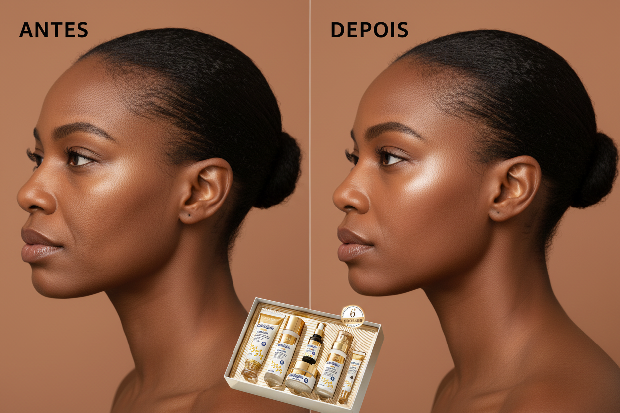 Kit Skincare Colágenio 6 Peças — Firmeza, Hidratação e Nutrição