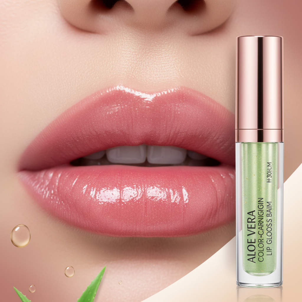 Batom Gloss de Aloe Vera que Muda de Cor Hidratante Anti-ressecamento Dessalinização Bálsamo Labial para Ranhuras Finas