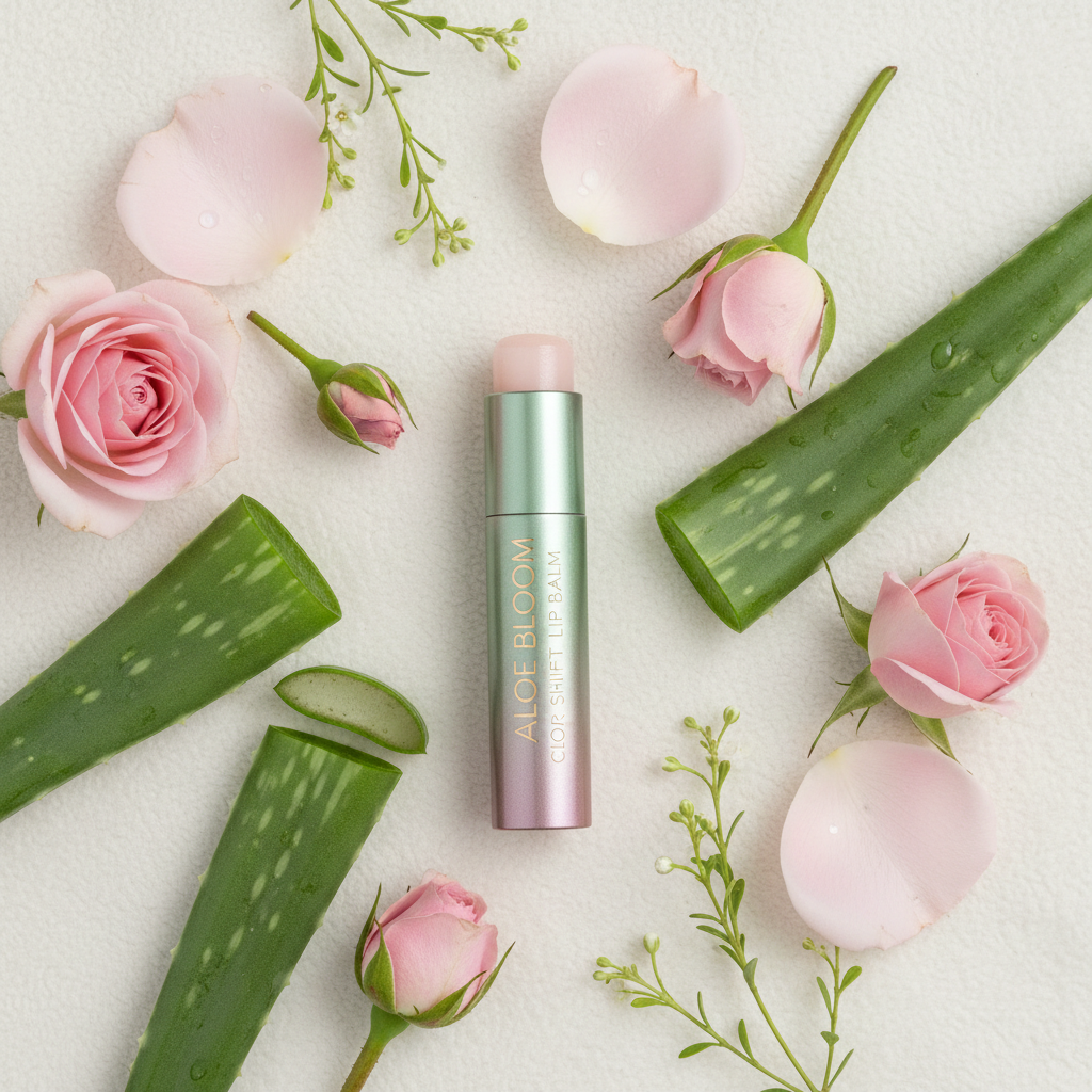Batom Gloss de Aloe Vera que Muda de Cor Hidratante Anti-ressecamento Dessalinização Bálsamo Labial para Ranhuras Finas