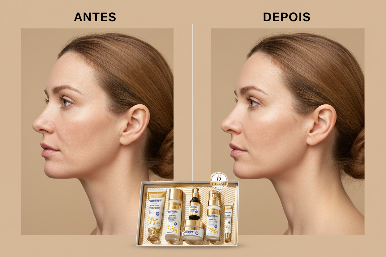 Kit Skincare Colágenio 6 Peças — Firmeza, Hidratação e Nutrição