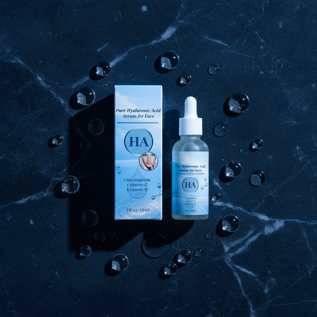 Sérum de Ácido Hialurónico Puro para Rosto — Niacinamida, Vitamina C e E, Hidratação Intensa 30ml
