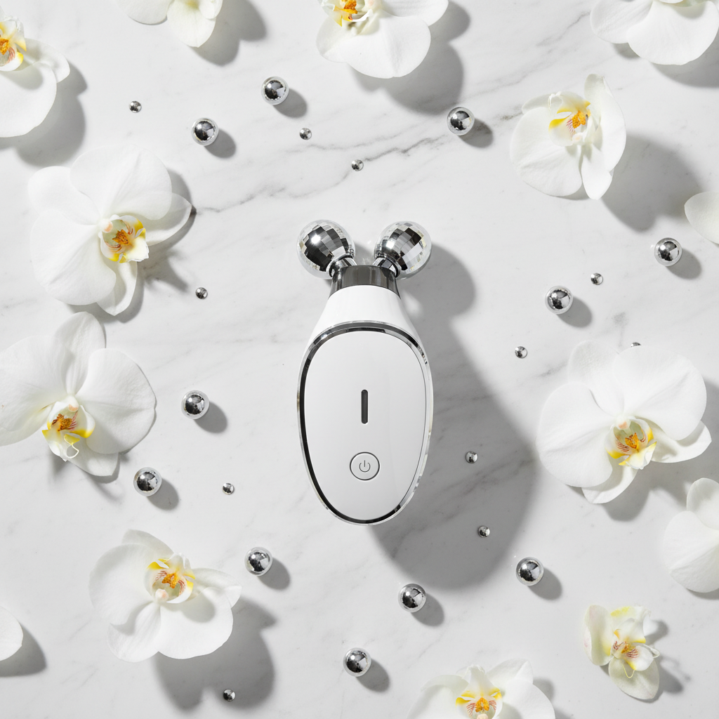 Mini Massageador Facial Elétrico Portátil de Microcorrente, Rolo de Massagem Muscular Elétrico com EMS para Lifting Facial