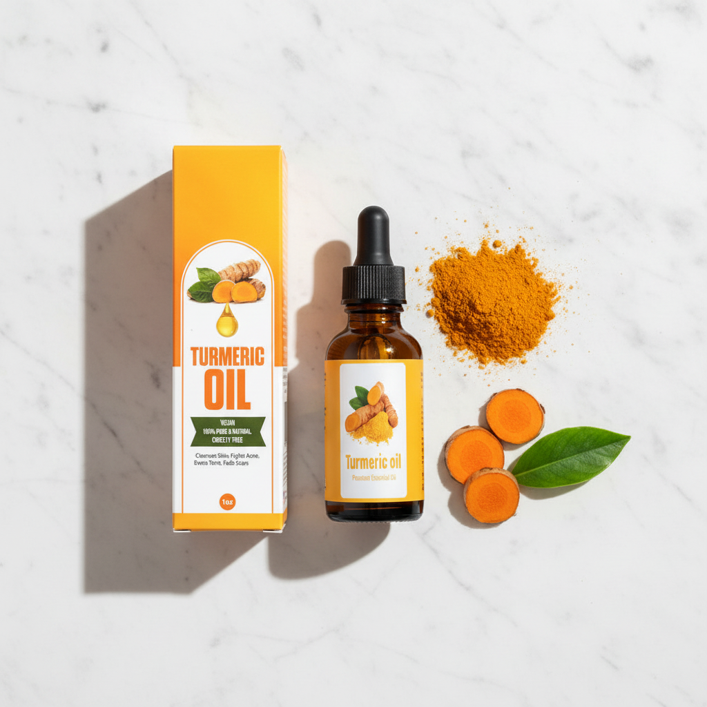 Óleo de Cúrcuma Premium — Corretor de Manchas, Anti-Envelhecimento e Iluminador para Rosto e Corpo 30ml